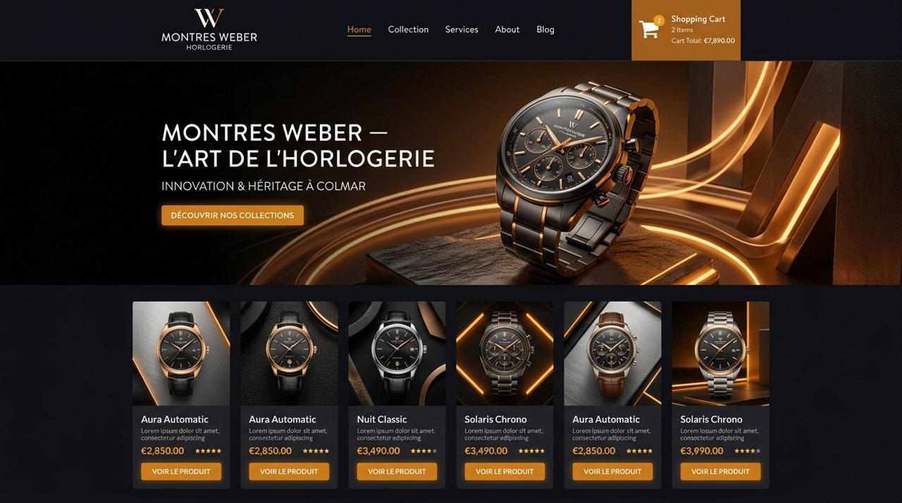 Vorschau des Onlineshops des Uhrmachers Montres Weber, Colmar